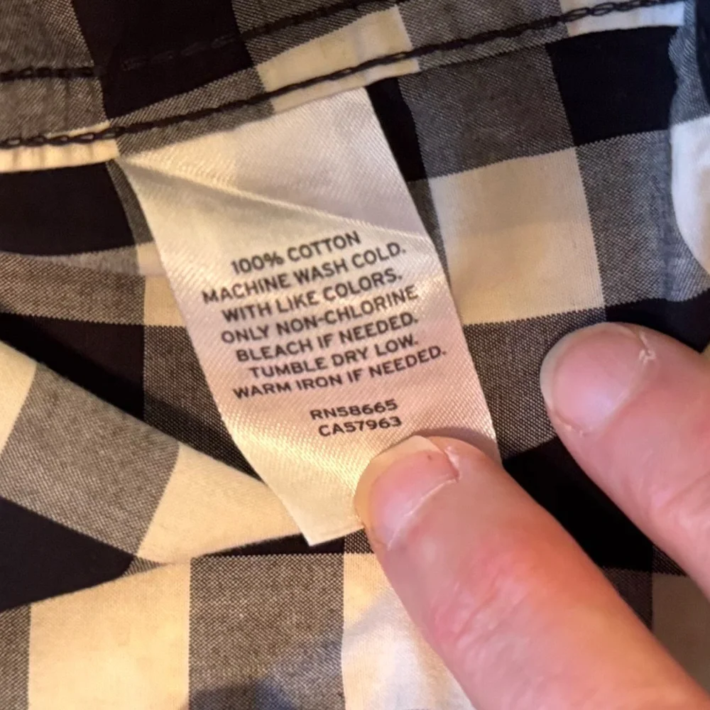 TUCKER + TATE Boys Gingham Plaid Black & White Check Button Down Shirt